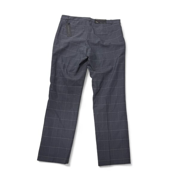 Banana Republic Ryan Wool Pants Women 8 Short Mid Rise Slim Straight Gray Check - Picture 10 of 12